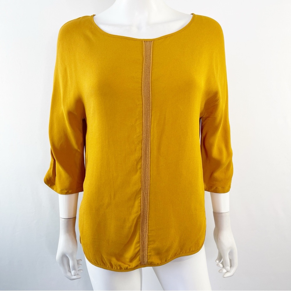 Jodhpur Mustard Yellow 3/4 Sleeve Blouse Top Size 38 US M